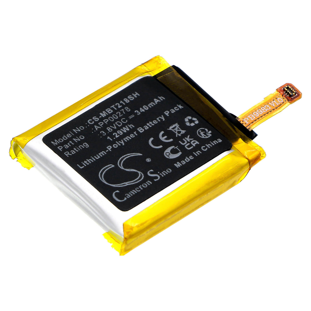 3.8v, Li-polymer, 340mah, Smartwatch Battery Fits Montblanc Summit S2t18, 1.29wh Smartwatch Cameron Sino Technology Limited