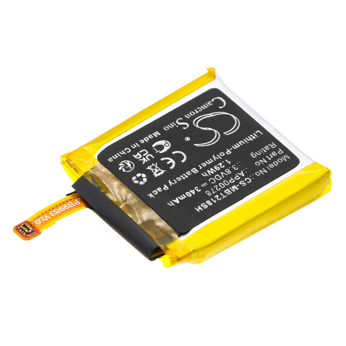 3.8v, Li-polymer, 340mah, Smartwatch Battery Fits Montblanc Summit S2t18, 1.29wh Smartwatch Cameron Sino Technology Limited