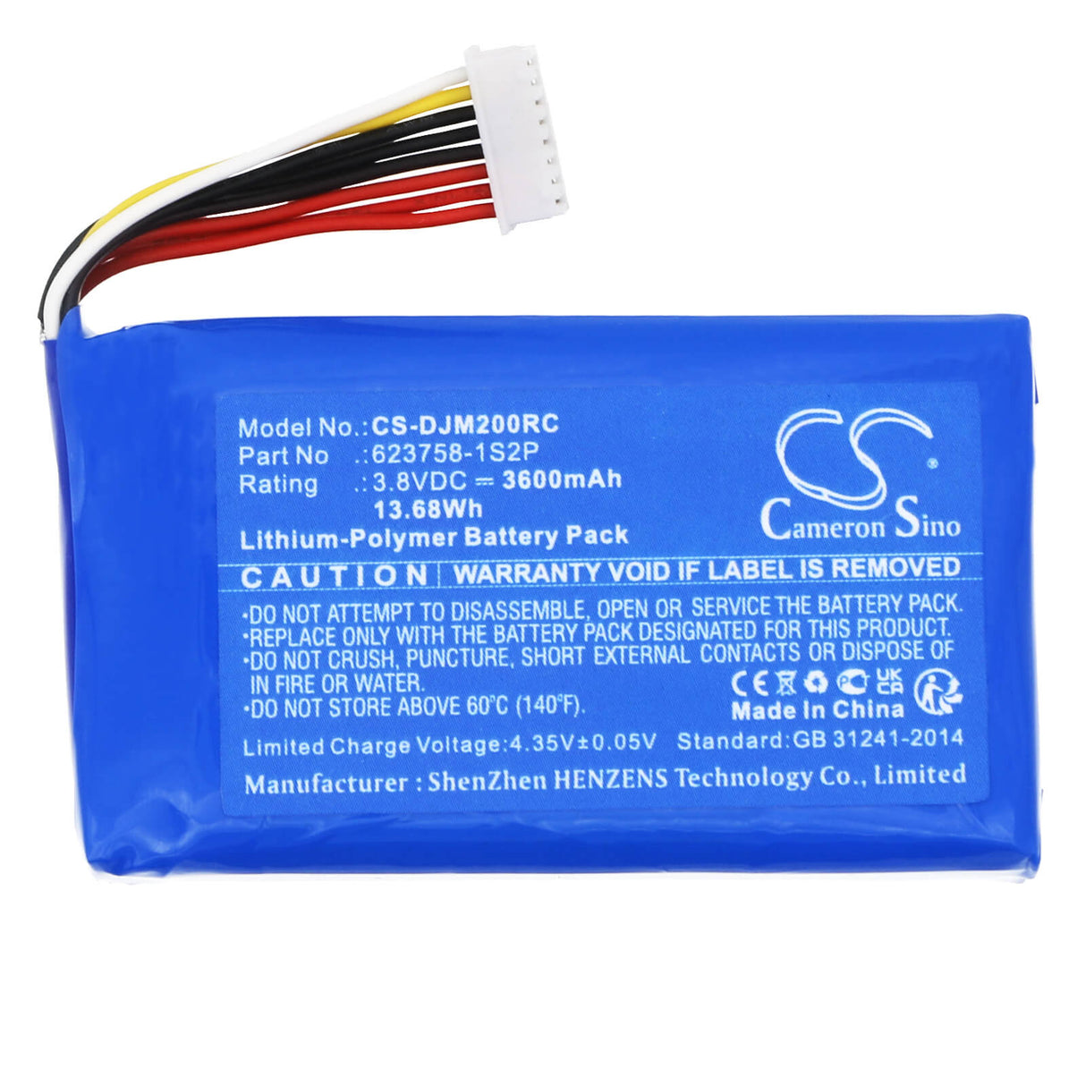 3.8V, Li-Polymer, 3600mAh Remote Controller Battery fits Dji, Mavic 2 Pro Remote Control, 13.68Wh Remote Controller Cameron Sino Technology Limited