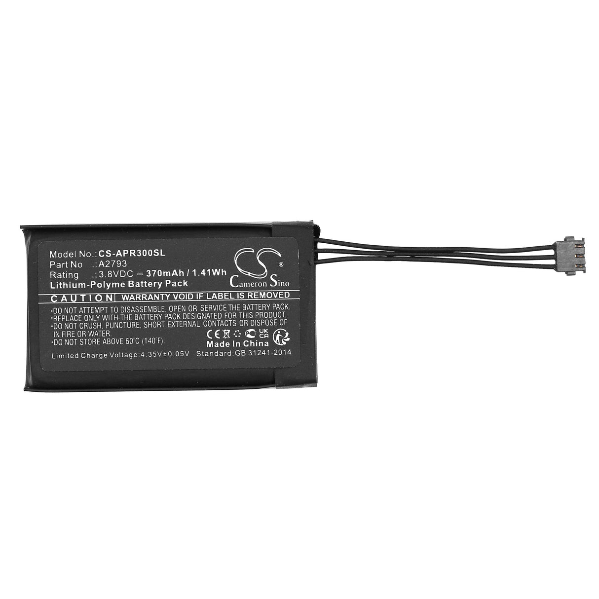 3.8V, Li-Polymer, 370mAh, Headset Battery Fits Apple, Airpods 3 Charging Case, 1.41Wh Wireless Headset Cameron Sino Technology Limited