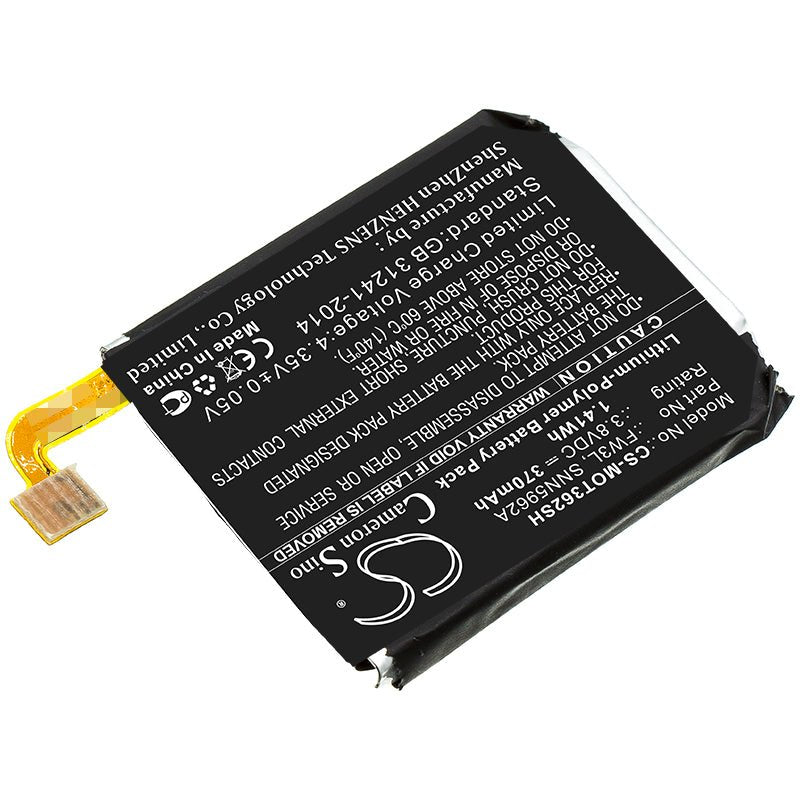 3.8V, Li-Polymer, 370mAh Smartwatch Battery fits Motorola, Moto 360 2nd 2015, 1.41Wh Smartwatch Cameron Sino Technology Limited