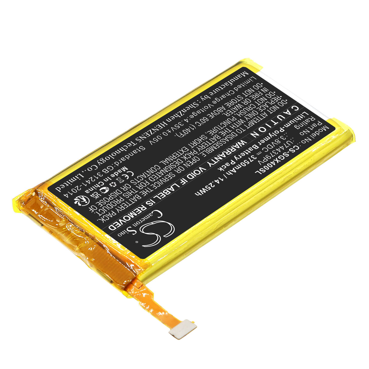 3,8V, Li-Polymer, 3750mAh, batterie GPS compatible avec Skygolf, U744379pv, Skycaddie Sx400, 14,25Wh GPS, Navigator Cameron Sino Technology Limited