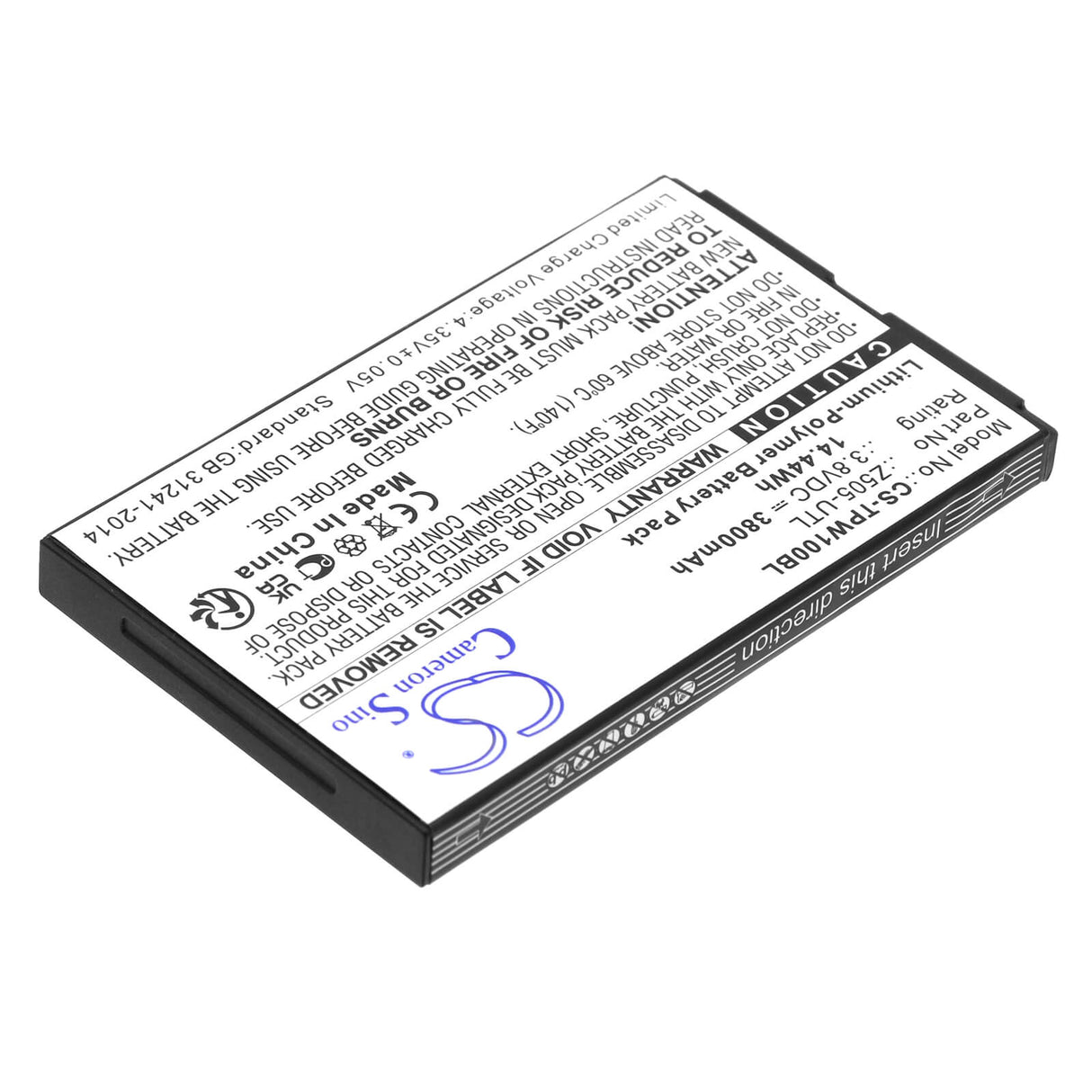 3,8V, Li-Polymer, 3800mAh, batterie de terminal de paiement compatible avec Topwise, Z505-utl, T1, 14,44Wh Terminal de paiement Cameron Sino Technology Limited