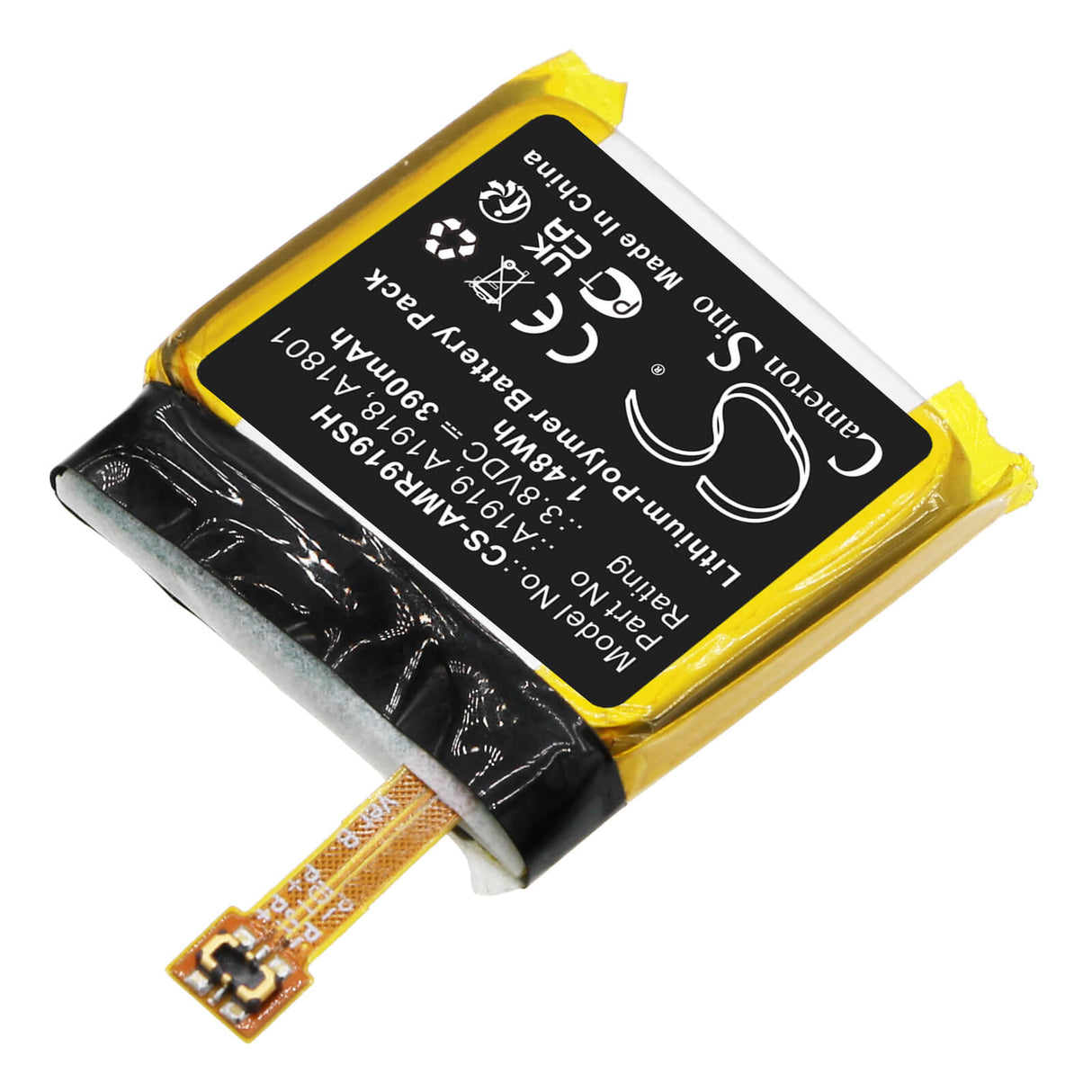 3.8V, Li-Polymer, 390mAh, Smartwatch battery fits Amazfit, A1801, T-rex, T-rex Pro, 1.48Wh Smartwatch Cameron Sino Technology Limited