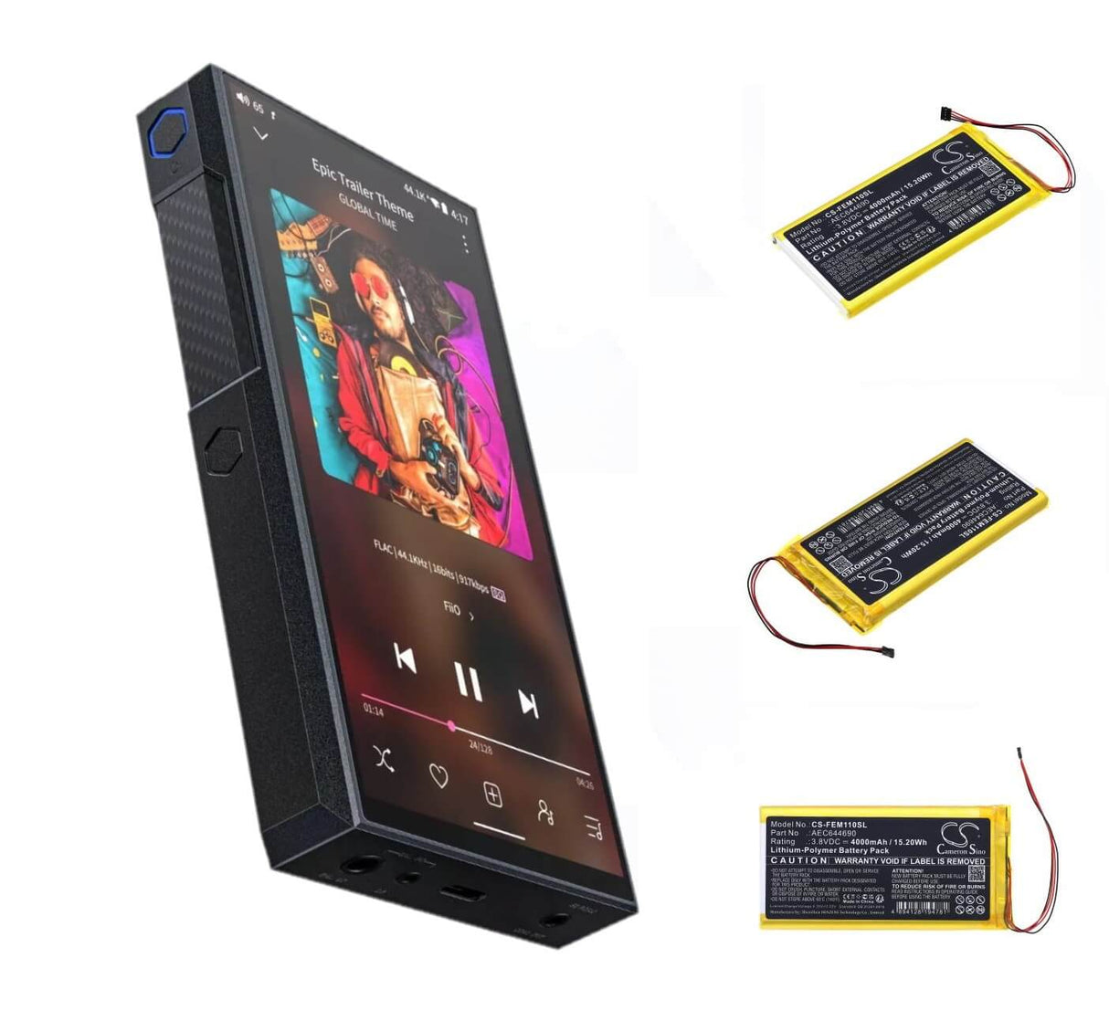 3,8v, Li-polymère, 4000mah, Batterie amplificateur compatible avec Fiio, M11, 15,20wh Amplificateur Cameron Sino Technology Limited