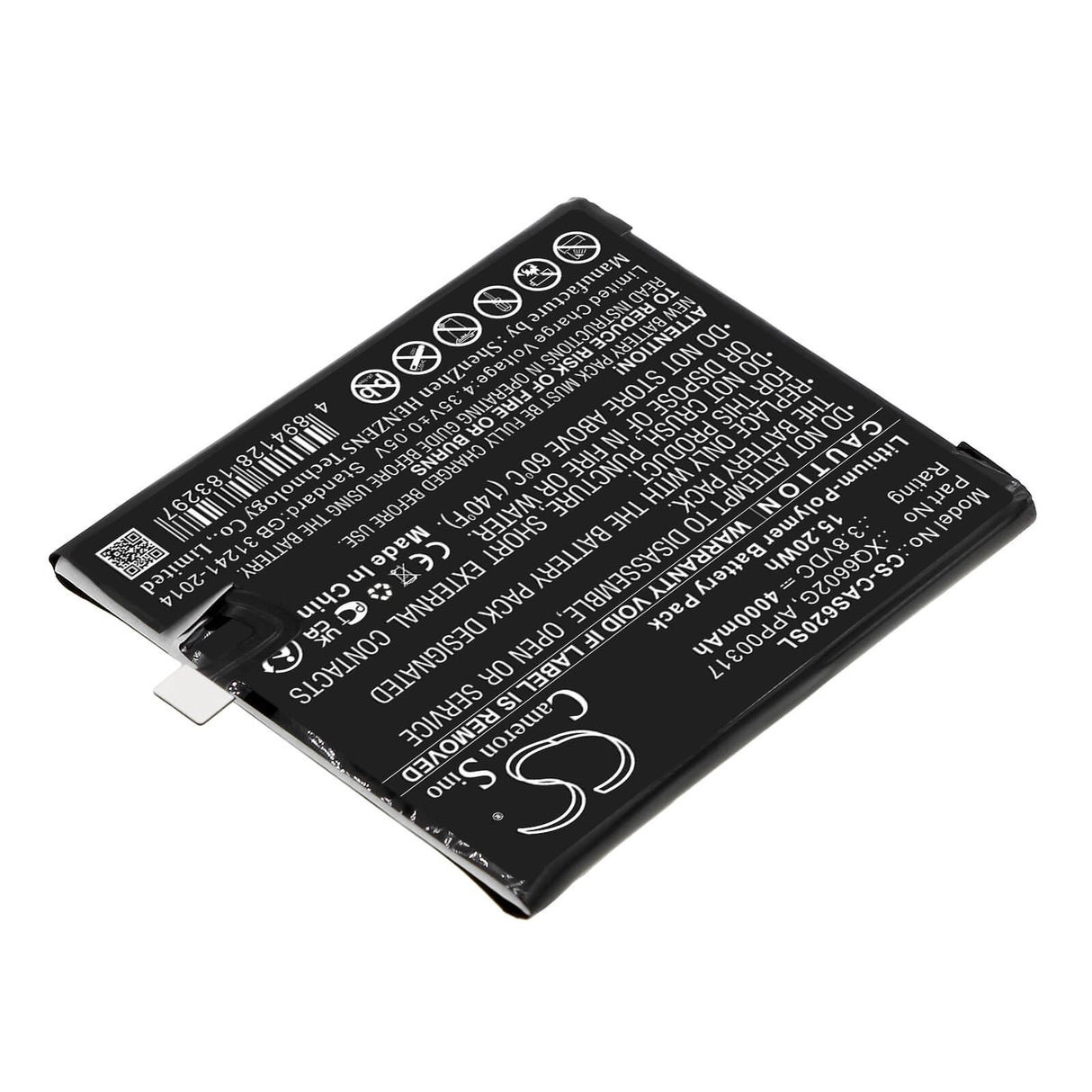 3.8V, Li-Polymer, 4000mAh, SmartPhone battery fits Cat, Caterpillar, Xq6602g, S62, 15.2Wh Mobile, SmartPhone Cameron Sino Technology Limited (Smartphone)