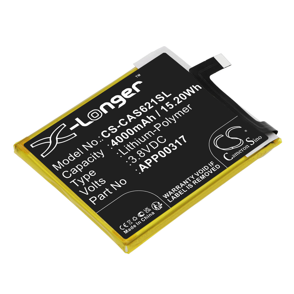 3.8v, Li-polymer, 4000mah, Smartphone battery Fits Caterpillar, S62 Pro, 15.20wh Mobile, SmartPhone Cameron Sino Technology Limited (Smartphone)
