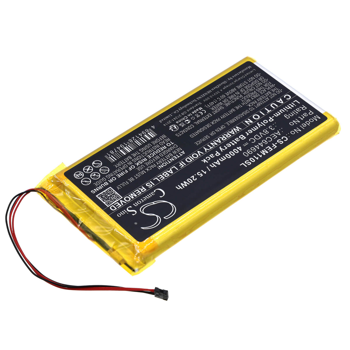 3,8v, Li-polymère, 4000mah, Batterie amplificateur compatible avec Fiio, M11, 15,20wh Amplificateur Cameron Sino Technology Limited