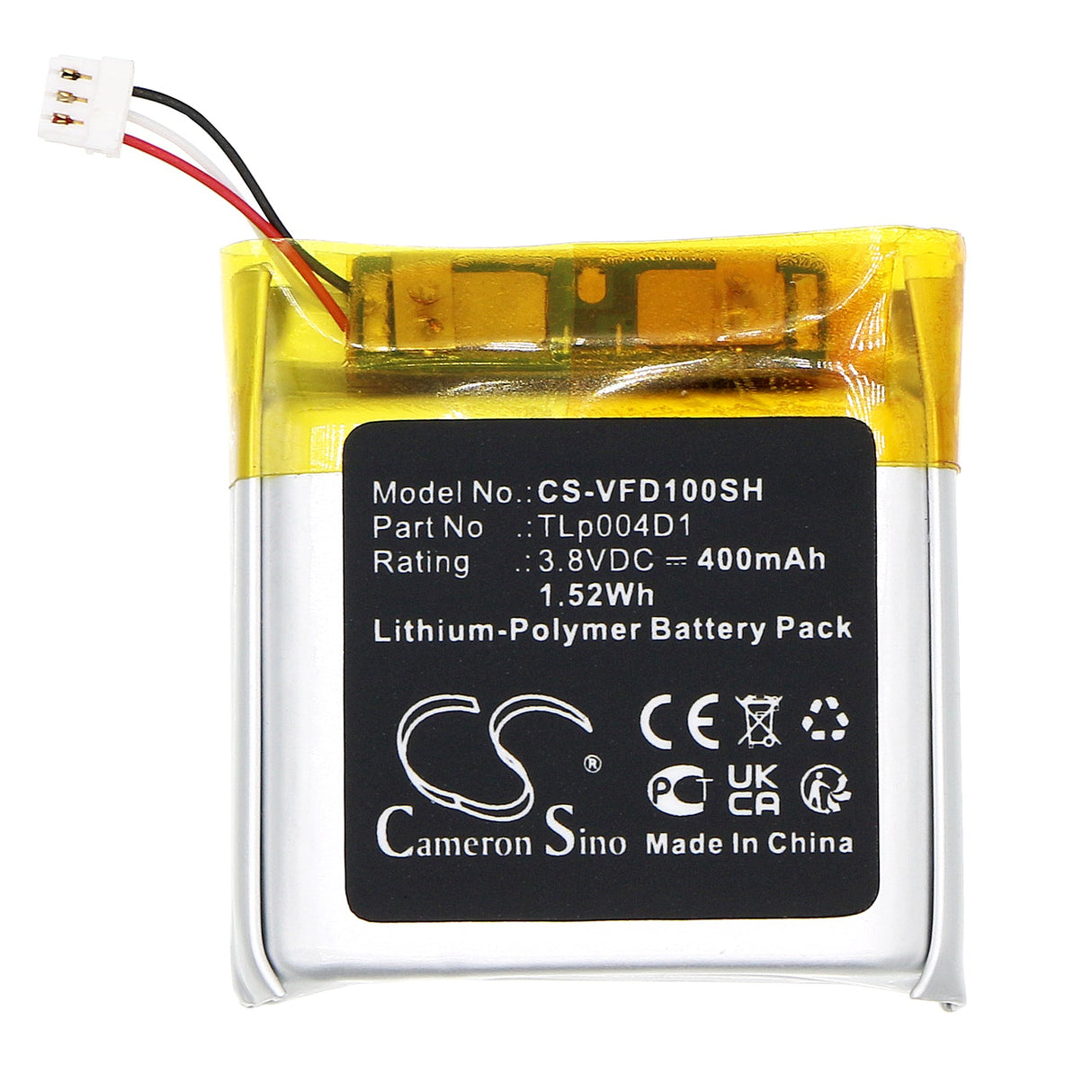 3.8V, Li-Polymer, 400mAh, Smartwatch Battery fits Vodafone, Disney Neo, 1.52Wh Smartwatch Cameron Sino Technology Limited