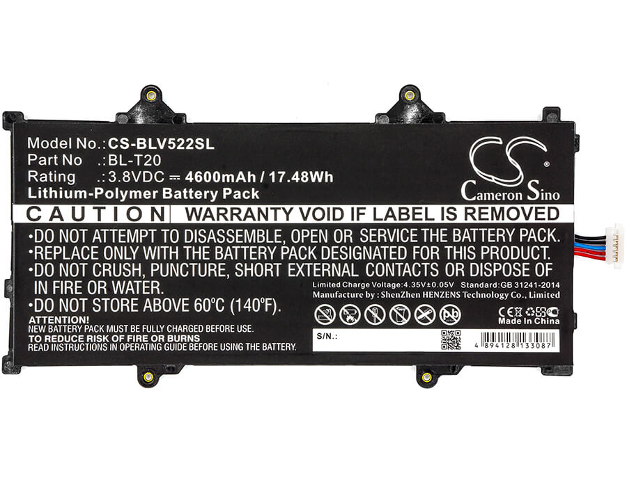 3.8V, Li-Polymer, 4600mAh, Tablet battery fits Lg, Bl-t20, G Pad X 8.0, G Pad X 8.0 Lte, 17.48Wh Tablet Cameron Sino Technology Limited