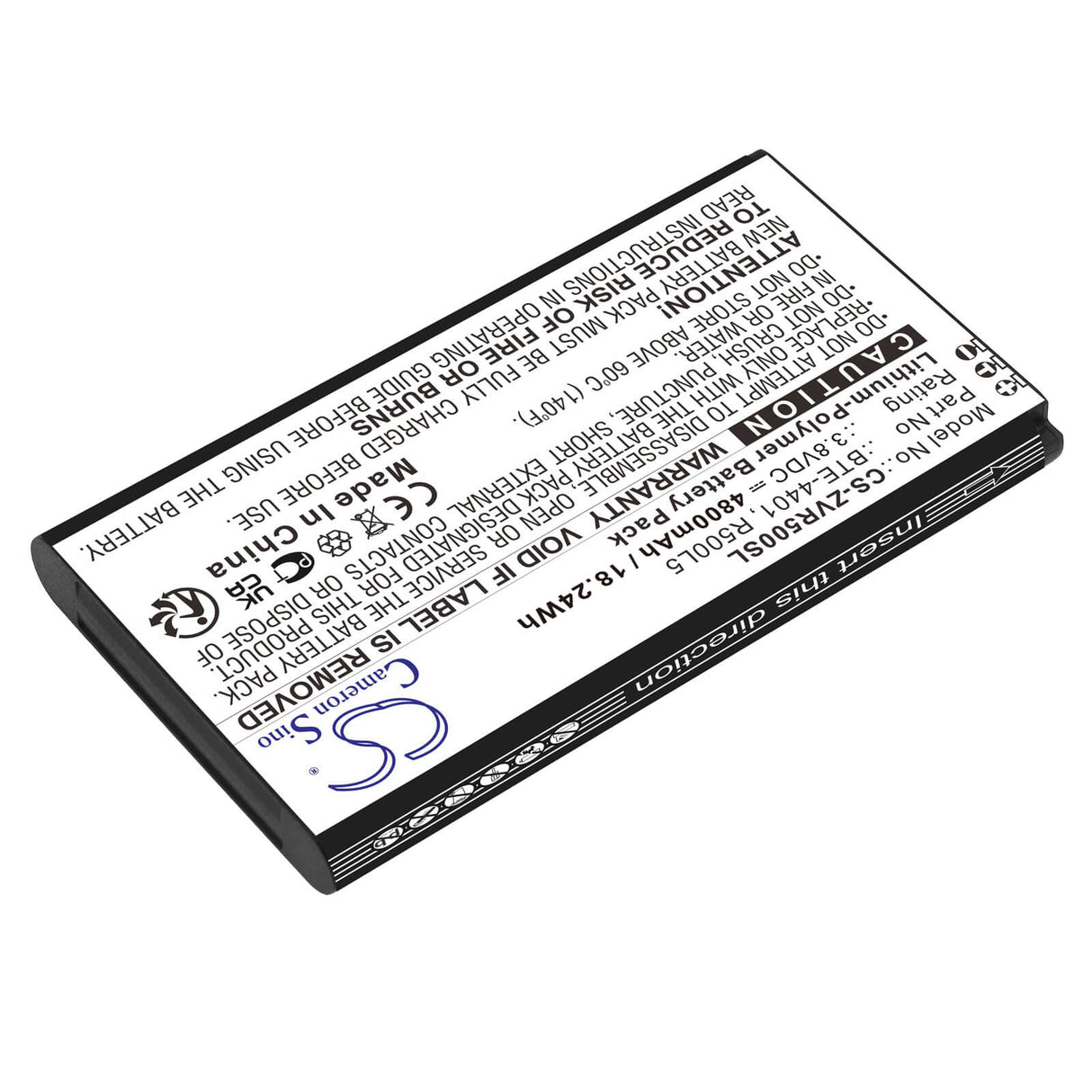3.8V, Li-Polymer, 4800mAh, Hotspot battery fits Orbic, Verizon, Bte-4401, R500l, R500l5, 18.24Wh Hotspot Cameron Sino Technology Limited