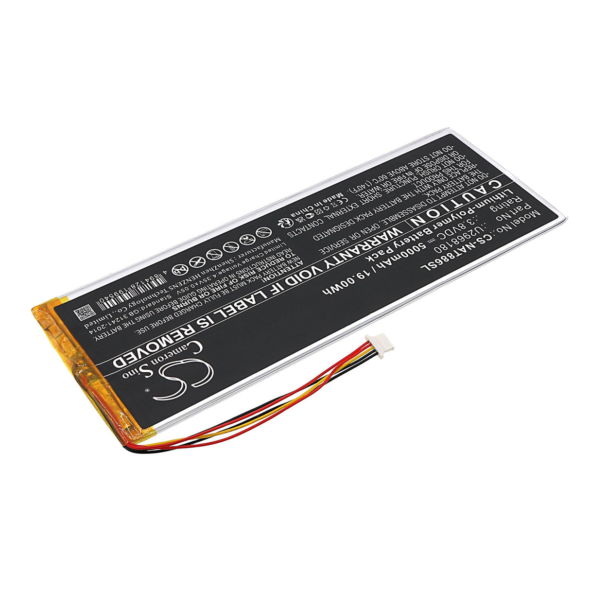 3.8V, Li-Polymer, 5000mAh, Tablet Battery fits Onn, 100011886, Nsurf Tablet 10" Gen 2, 19.00Wh Tablet Cameron Sino Technology Limited