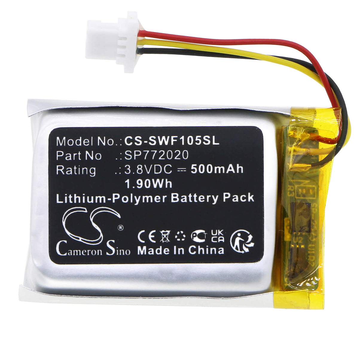 3.8V, Li-Polymer, 500mAh, Headset battery fits Sony, Sp772020, Wf-1000xm5 Charging Case, 1.9Wh Wireless Headset Cameron Sino Technology Limited