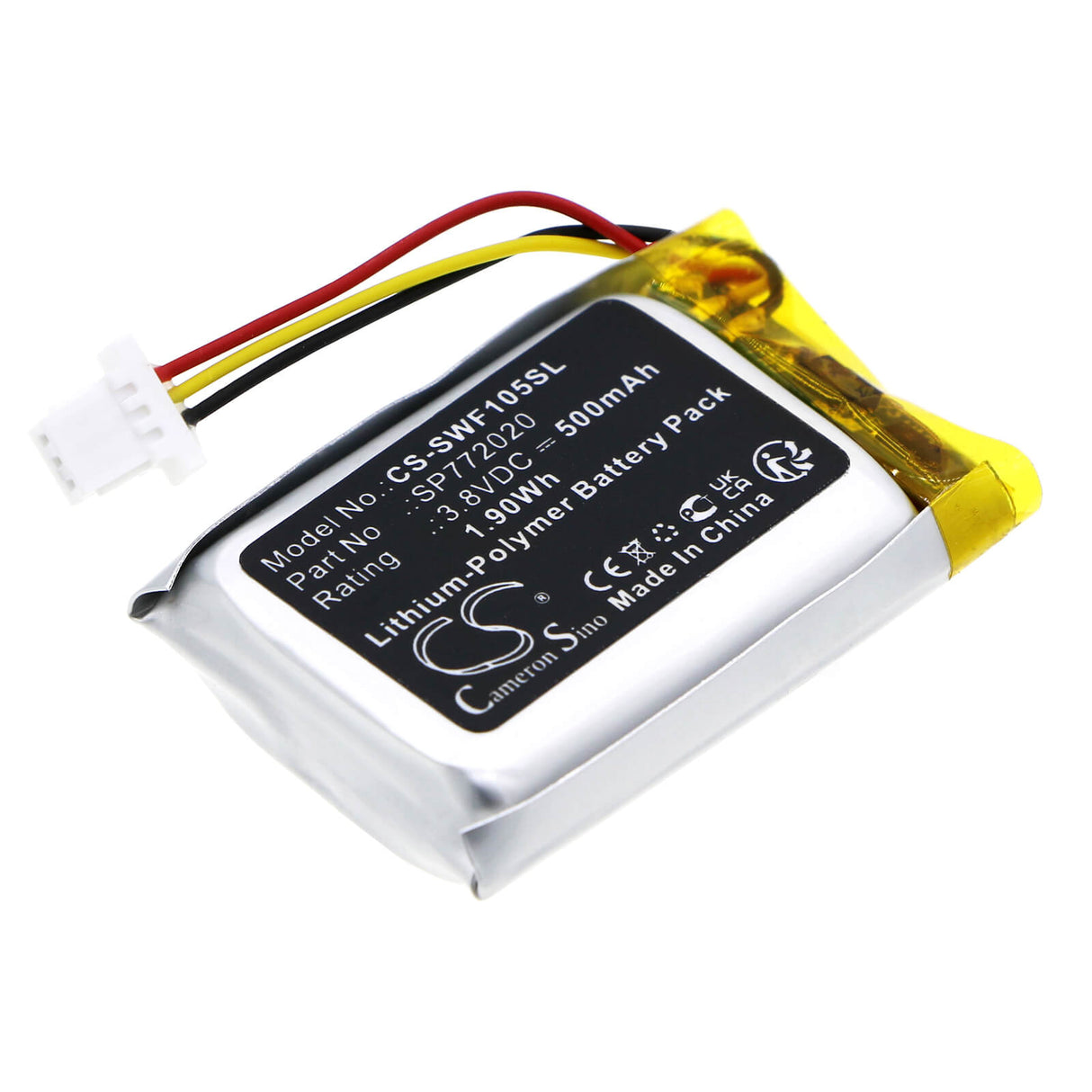 3.8V, Li-Polymer, 500mAh, Headset battery fits Sony, Sp772020, Wf-1000xm5 Charging Case, 1.9Wh Wireless Headset Cameron Sino Technology Limited