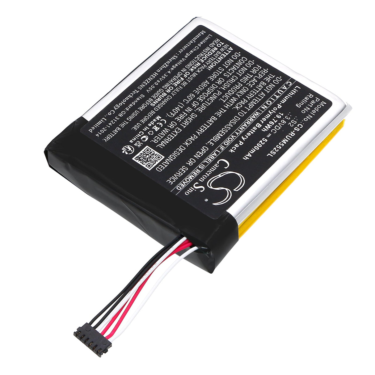 3,8V, Li-Polymère, 5200mAh, batterie de caméra de sécurité domestique compatible avec Ring, 2ème génération, 5um5e5, 19,76Wh Caméra de sécurité domestique Cameron Sino Technology Limited
