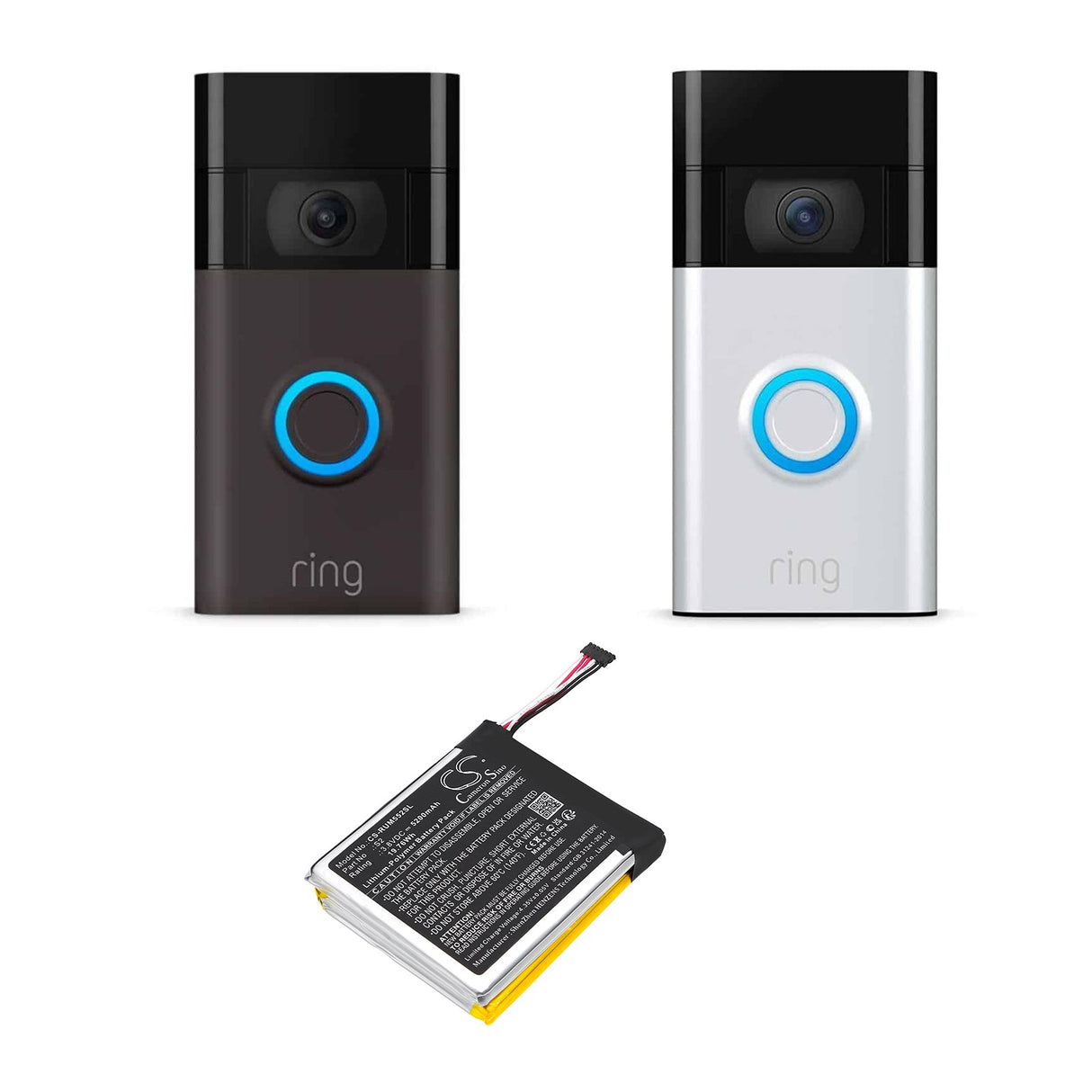 3,8V, Li-Polymère, 5200mAh, batterie de caméra de sécurité domestique compatible avec Ring, 2ème génération, 5um5e5, 19,76Wh Caméra de sécurité domestique Cameron Sino Technology Limited