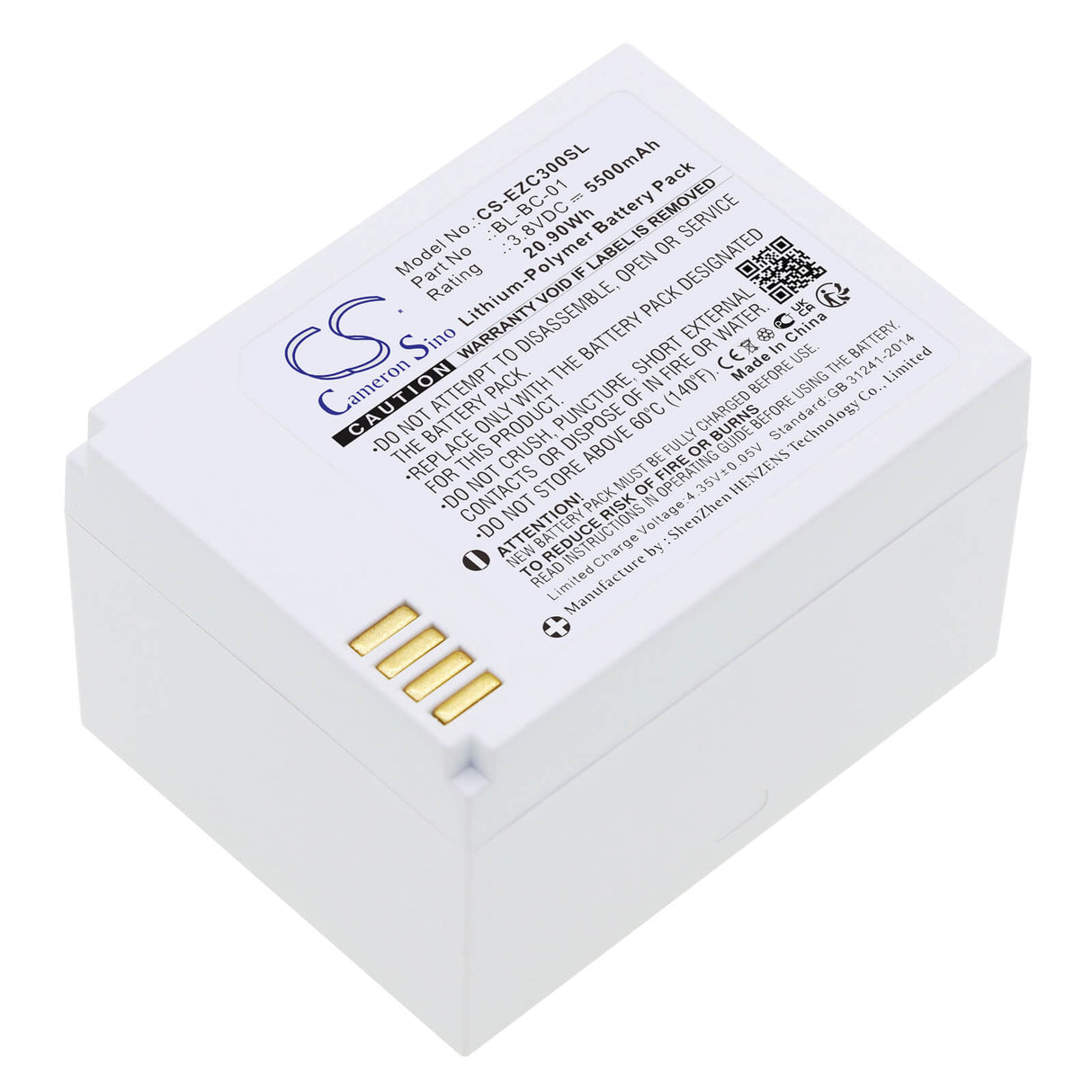 3.8v, Li-polymère, 5500mah, Batterie de caméra de sécurité domestique compatible avec Ezviz, C3a, 20.90wh Caméra de sécurité domestique Cameron Sino Technology Limited
