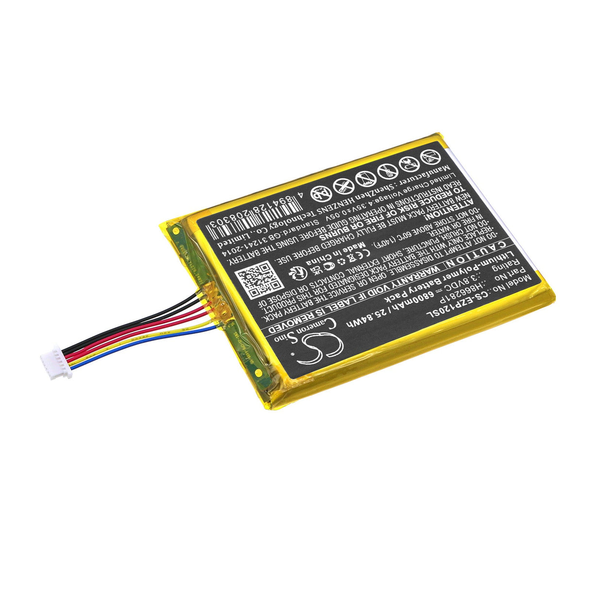 3,8V, Li-Polymer, 6800mAh, batterie de caméra de sécurité domestique compatible avec Ezviz, Dp1, Dp1c, 25,84Wh Home Security Camera Cameron Sino Technology Limited