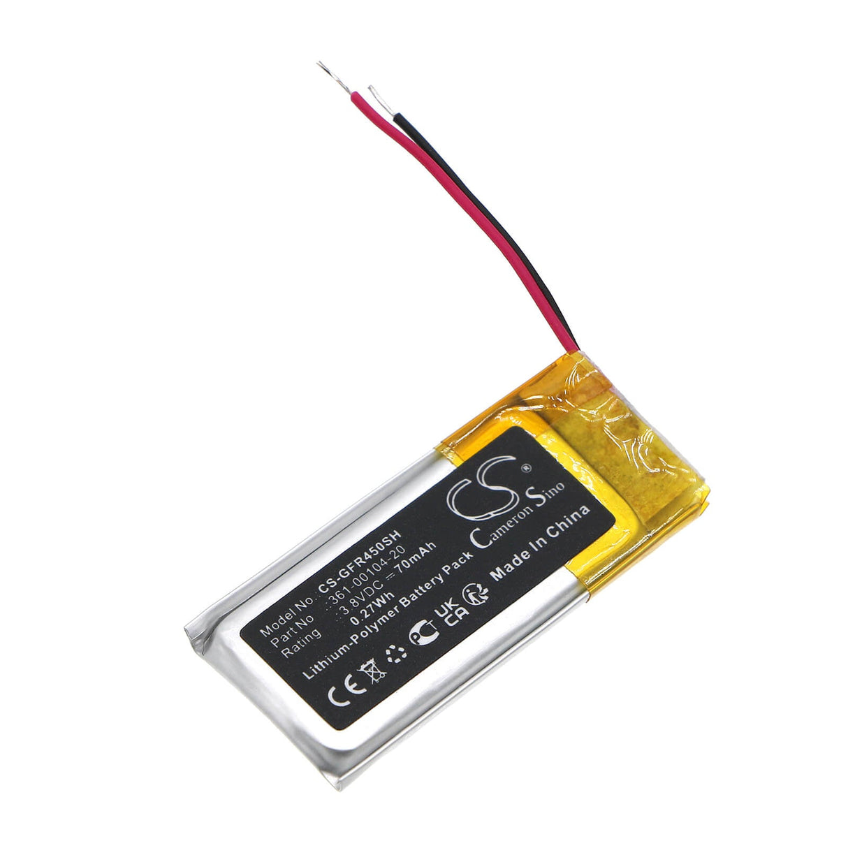 3.8V, Li-Polymer, 70mAh, Smartwatch battery fits Garmin, Forerunner 45, 0.27Wh Smartwatch Cameron Sino Technology Limited