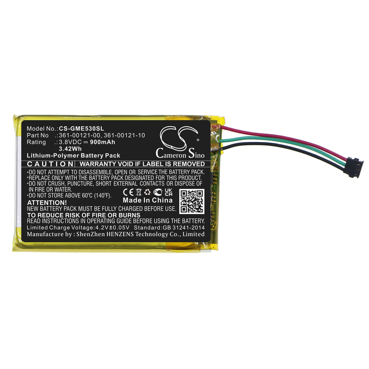 3,8V, Li-Polymère, 900mAh, batterie GPS compatible Garmin, 361-00121-00, Edge 530, Edge 830, 3,42Wh GPS, Navigator Cameron Sino Technology Limited