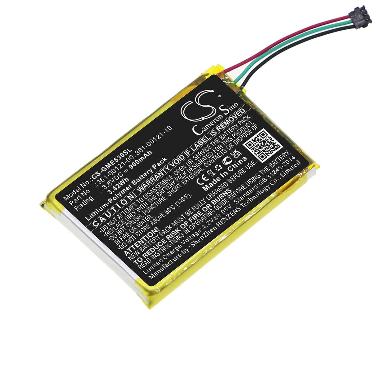 3,8V, Li-Polymère, 900mAh, batterie GPS compatible Garmin, 361-00121-00, Edge 530, Edge 830, 3,42Wh GPS, Navigator Cameron Sino Technology Limited