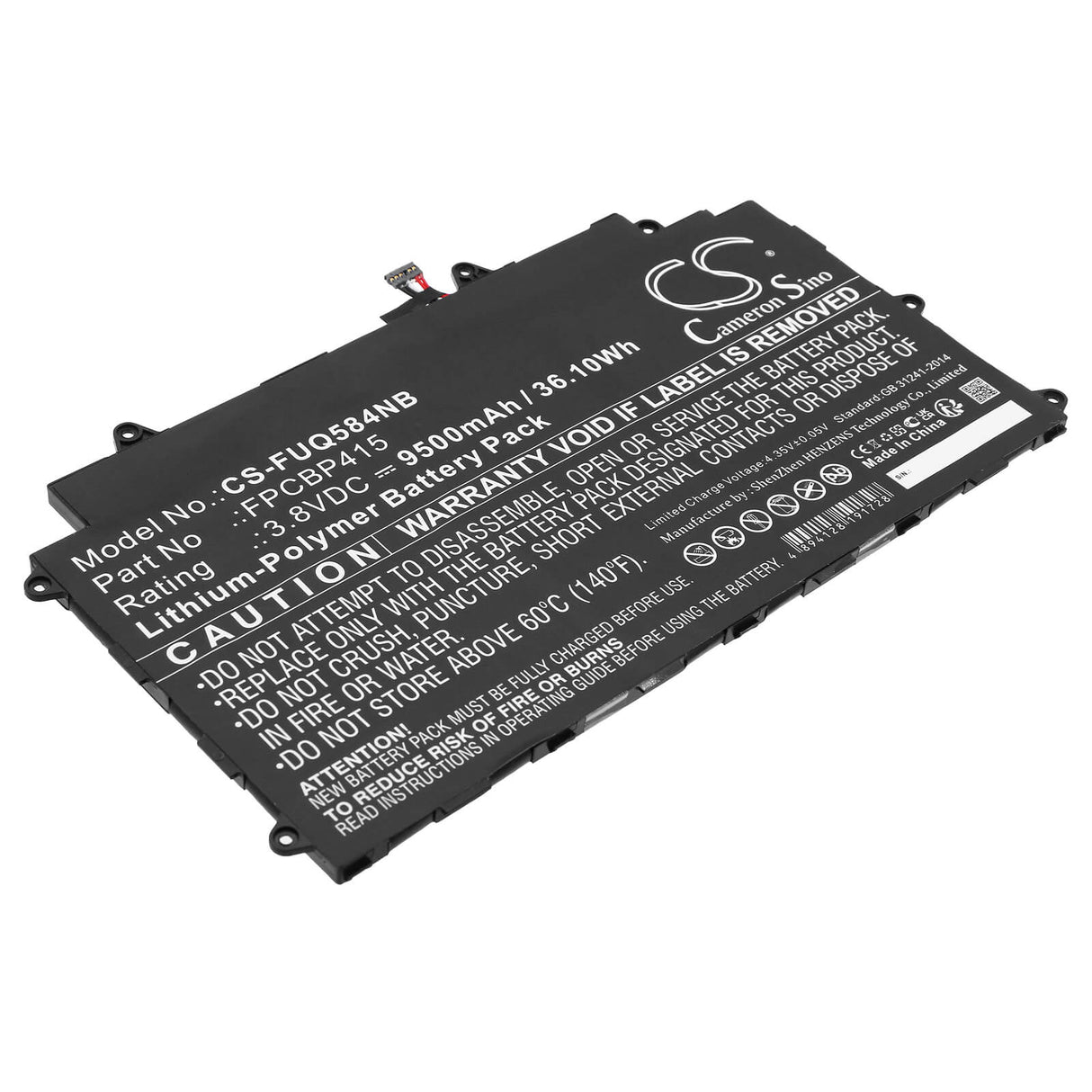 3.8v, Li-polymer, 9500mah, Battery Fits Fujitsu, Stylistic Q584, 36.10wh Notebook, Laptop Cameron Sino Technology Limited