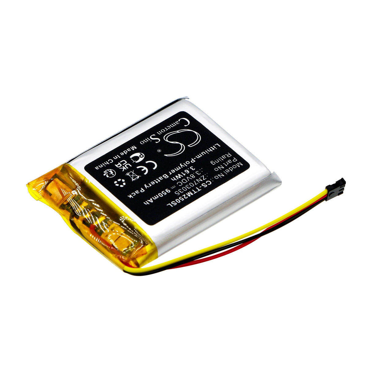 3,8V, Li-Polymer, 950mAh, Batterie d'équipement compatible avec Teltonika, Tm250, 3,61Wh Équipement, Enquête, Test Cameron Sino Technology Limited