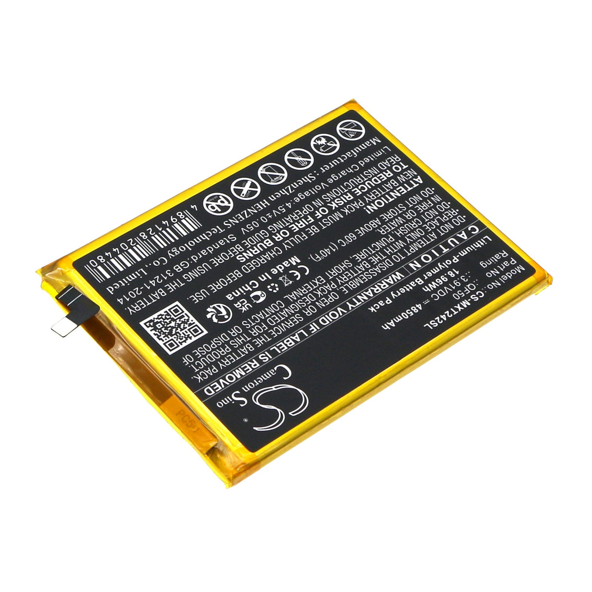 3.91V, Li-Polymer, 4850mAh, SmartPhone battery fits Motorola, Qf50, Moto G04, Xt2421, 18.96Wh Mobile, SmartPhone Cameron Sino Technology Limited (Smartphone)