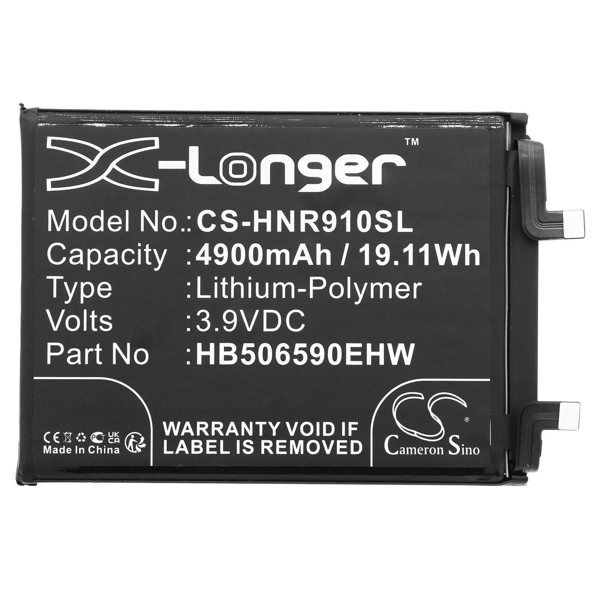3.9V, Li-Polymer, 4900mAh, SmartPhone battery fits Honor, Hb506590ehw, 90 Pro, 19.11Wh Mobile, SmartPhone Cameron Sino Technology Limited (Smartphone)