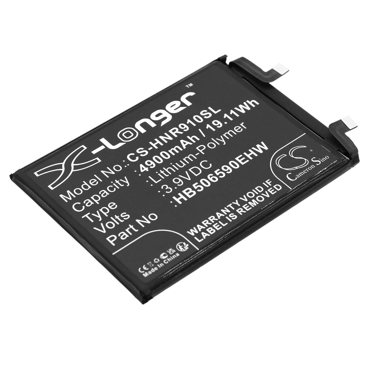 3.9V, Li-Polymer, 4900mAh, SmartPhone battery fits Honor, Hb506590ehw, 90 Pro, 19.11Wh Mobile, SmartPhone Cameron Sino Technology Limited (Smartphone)
