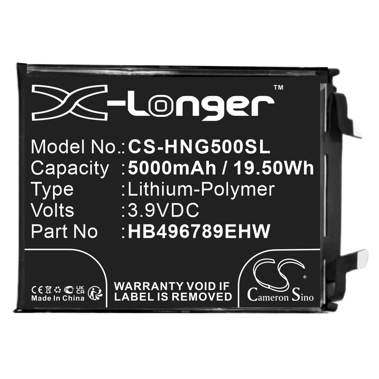 3,9V, Li-Polymer, 5000mAh, batterie de smartphone compatible avec Honor, Hb496789ehw, Magic 5, 19,5Wh Mobile, Smartphone Cameron Sino Technology Limited (Smartphone)