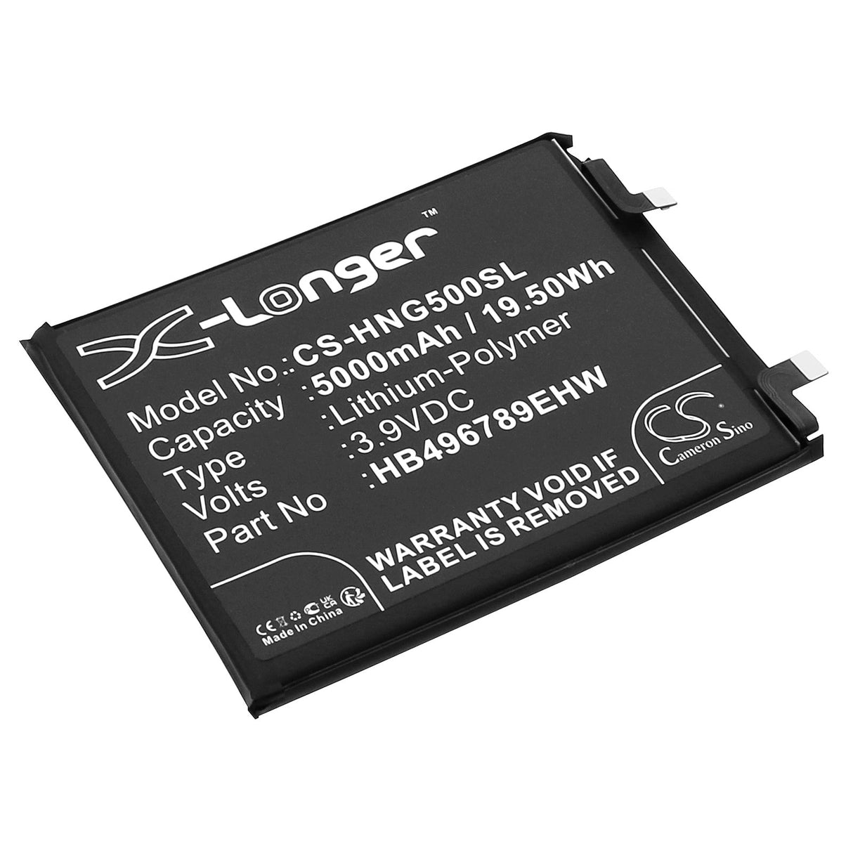 3,9V, Li-Polymer, 5000mAh, batterie de smartphone compatible avec Honor, Hb496789ehw, Magic 5, 19,5Wh Mobile, Smartphone Cameron Sino Technology Limited (Smartphone)