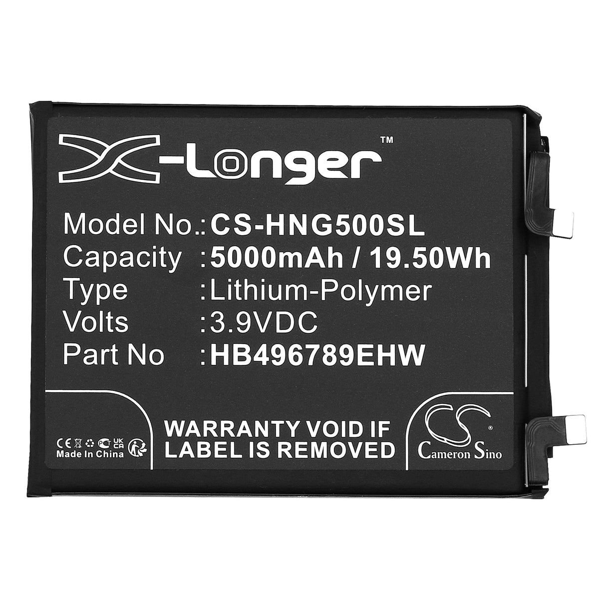 3,9V, Li-Polymer, 5000mAh, batterie de smartphone compatible avec Honor, Hb496789ehw, Magic 5, 19,5Wh Mobile, Smartphone Cameron Sino Technology Limited (Smartphone)