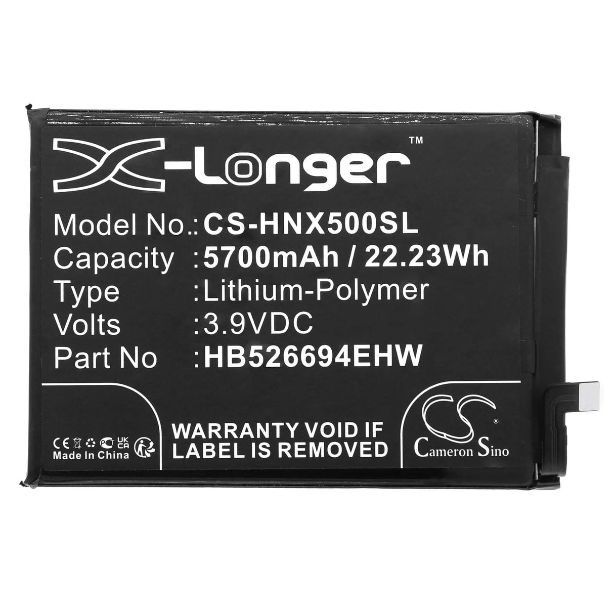 3,9V, Li-Polymer, 5700mAh, batterie de smartphone pour Honor, Hb526694ehw, X50, X50i, 22,23Wh Mobile, Smartphone Cameron Sino Technology Limited (Smartphone)