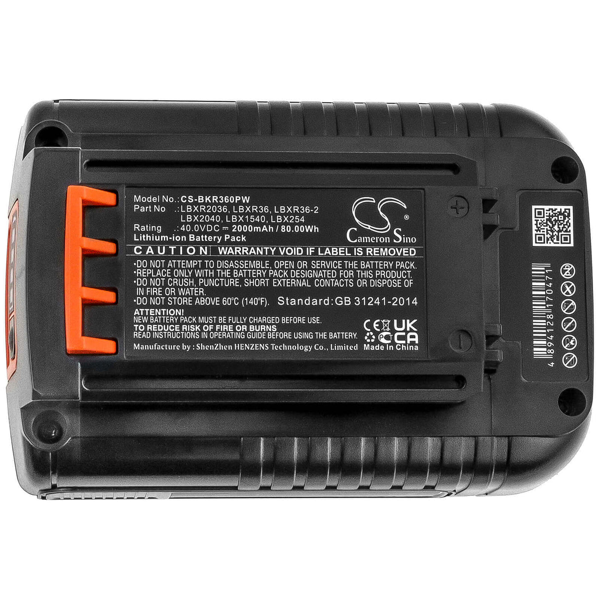 40,0V, Li-ion, 2000mAh, batterie pour outils électriques compatible avec Black & Decker, Lbx1540, 40v Max 12 In Cordless Chainsa, 40v Max 22 In Cordless Hedge T, 80Wh Power Tools Cameron Sino Technology Limited (Power Tools)