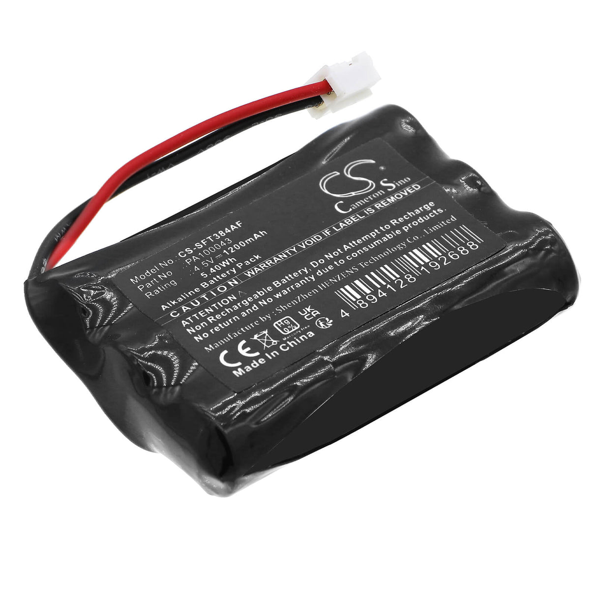 4,5 V, Alcaline, 1200 mAh, Batterie de serrure de porte compatible avec Safe-o-tronic, 198182, Ds, Ds-t, 5,4 Wh Serrure de porte Cameron Sino Technology Limited