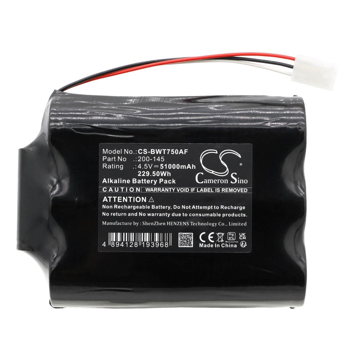 4,5v, Alcaline, 51000mah, Batterie de chasse d'eau automatique compatible avec Bay West, 750tfwr, distributeur 800 Wave, 229,50wh Chasse d'eau automatique Cameron Sino Technology Limited