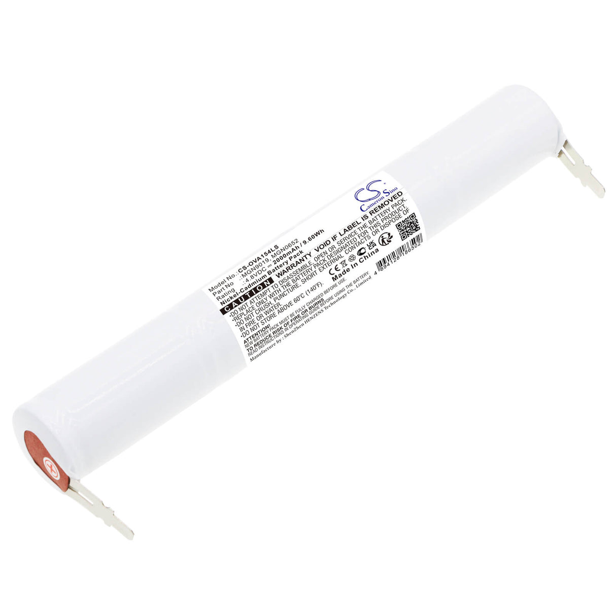 4.8V, Ni-CD, 2000mAh, Batterie d'éclairage de secours compatible avec Baes, Mgn0652, 10050038, 789673, 9.60Wh Éclairage de secours Cameron Sino Technology Limited