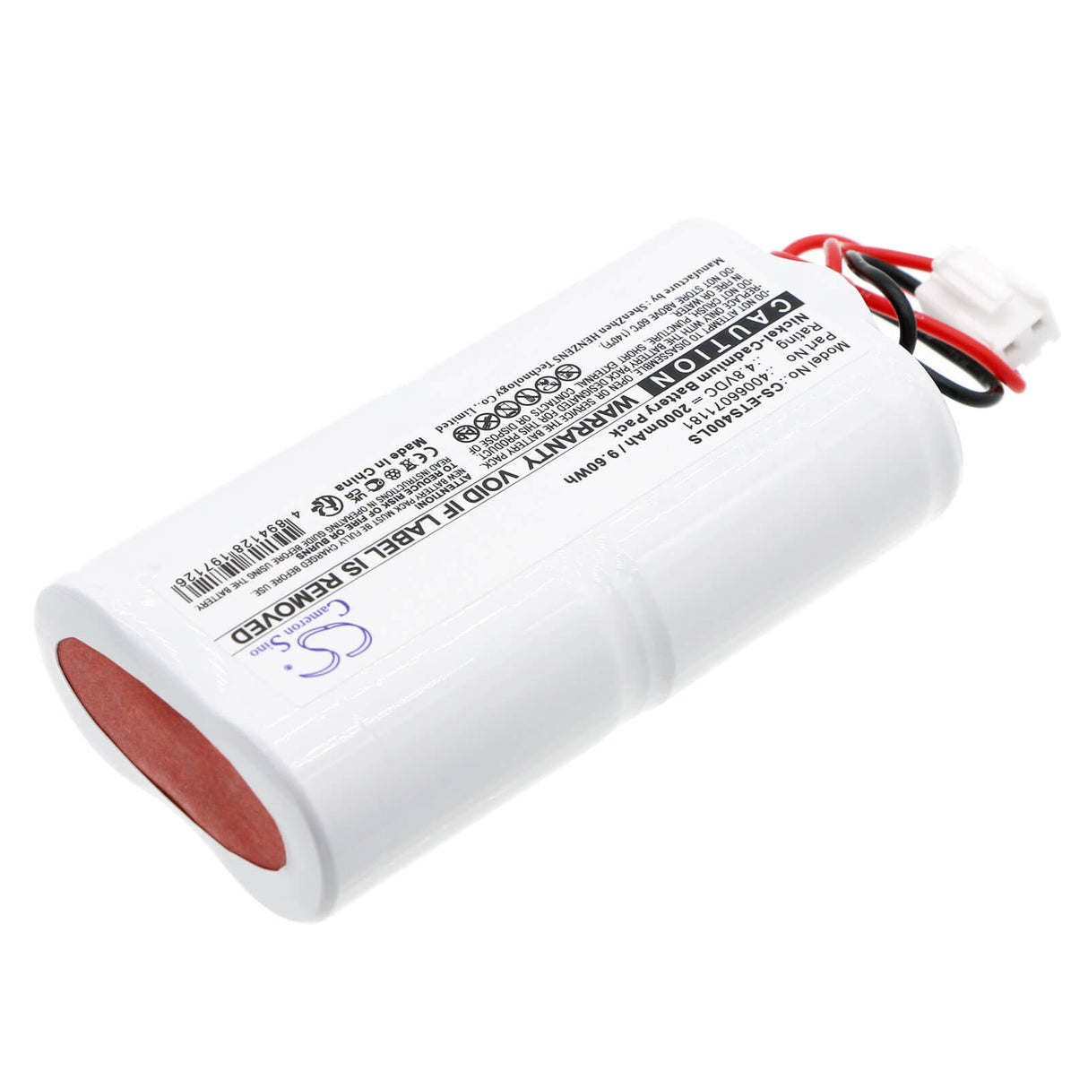 4.8V, Ni-CD, 2000mAh, Batterie d'éclairage de secours compatible avec Eaton, 40066071181, Lampe Ceag, Sv Euro 4 Led, 9.60Wh Éclairage de secours Cameron Sino Technology Limited