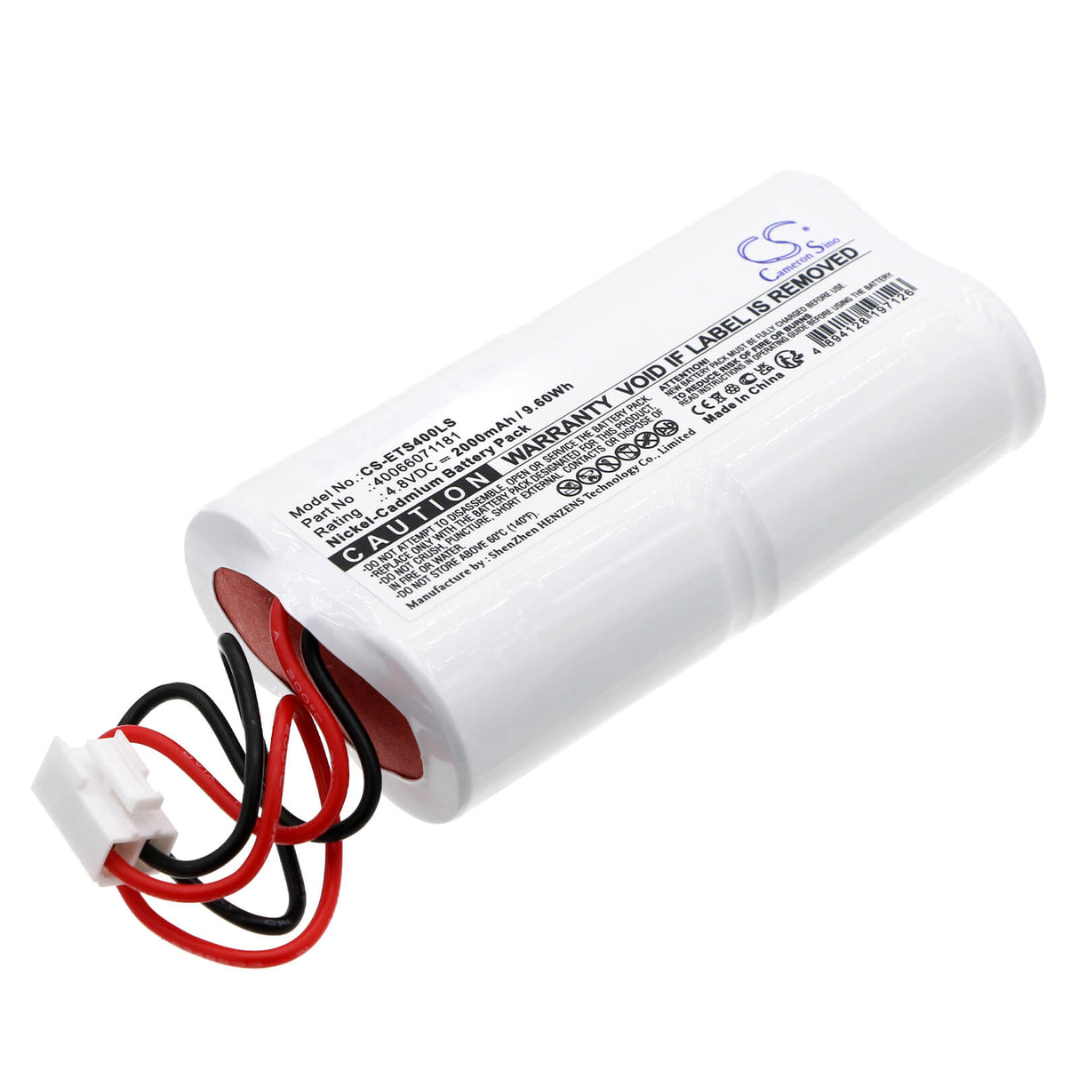 4.8V, Ni-CD, 2000mAh, Batterie d'éclairage de secours compatible avec Eaton, 40066071181, Lampe Ceag, Sv Euro 4 Led, 9.60Wh Éclairage de secours Cameron Sino Technology Limited