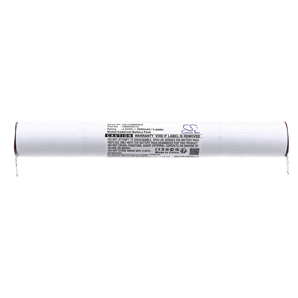 4,8V, Ni-CD, 2000mAh, batterie d'éclairage d'urgence compatible avec Legrand, Hb00095ta, 61884, 9342819, 9,60Wh Éclairage d'urgence Cameron Sino Technology Limited