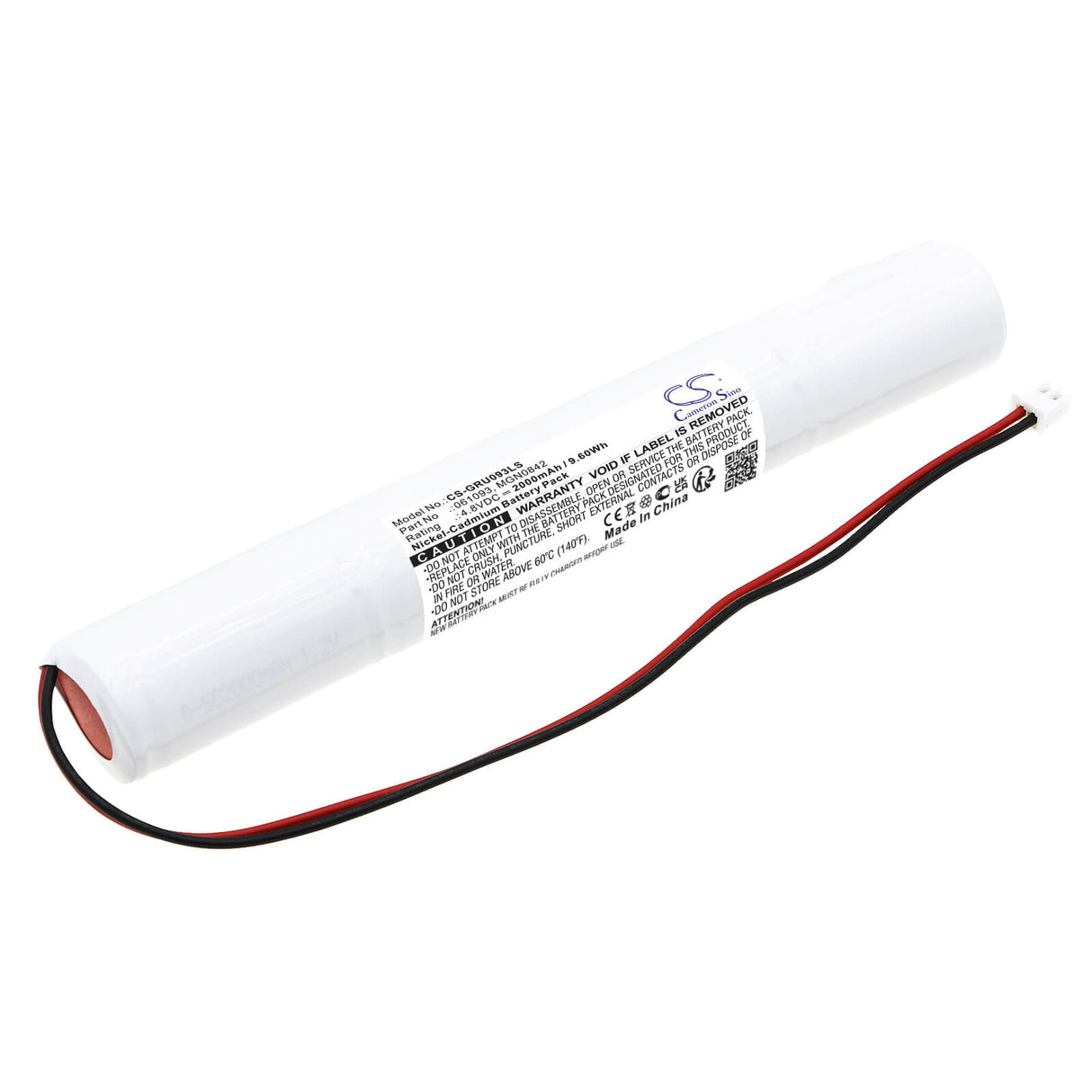 4,8V, Ni-CD, 2000mAh, Batterie d'éclairage d'urgence compatible avec Legrand, 61093, Ip66 Eco1, 9,60Wh Éclairage d'urgence Cameron Sino Technology Limited