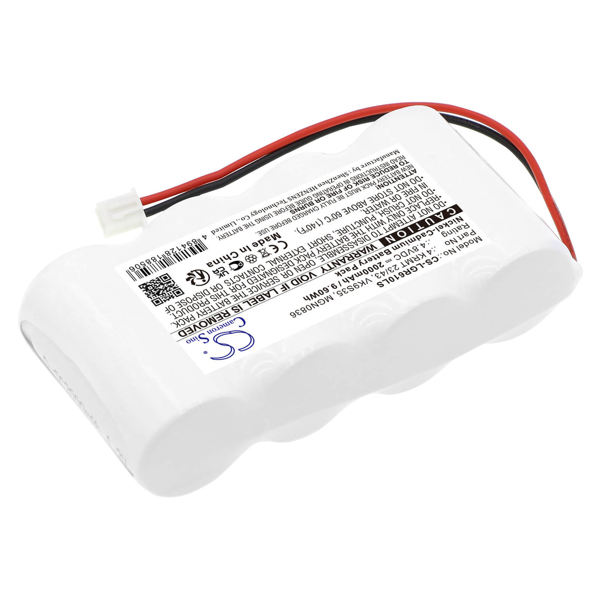 4.8V, Ni-CD, 2000mAh, batterie d'éclairage de secours compatible avec Saft, Legrand, 4 Krmt 23/43, 61091, Ngn0725, 9.60Wh Éclairage de secours Cameron Sino Technology Limited