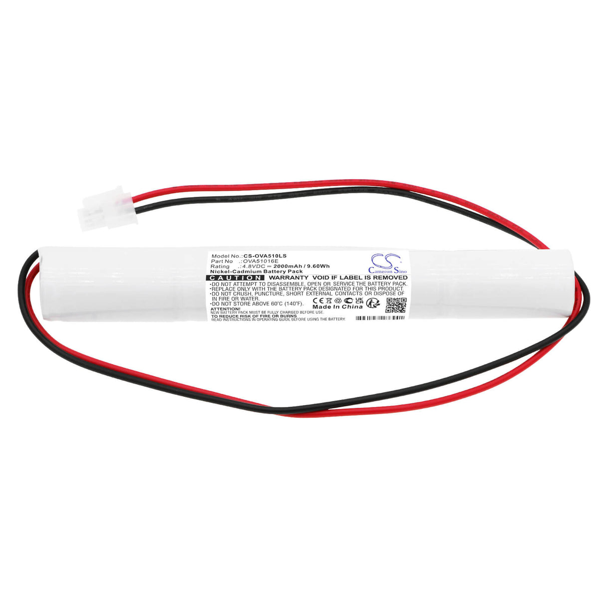 4.8V, Ni-CD, 2000mAh, Batterie d'éclairage de secours compatible avec Schneider, Ova51016e, 329045280, 805045, 9.60Wh Éclairage de secours Cameron Sino Technology Limited