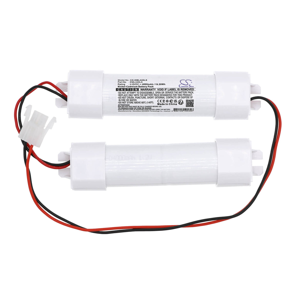 4.8V, Ni-CD, 4000mAh, batterie d'éclairage de secours compatible avec Cameron Sino Technologies, CS-EML449LS, 19.20Wh Éclairage de secours Cameron Sino Technology Limited