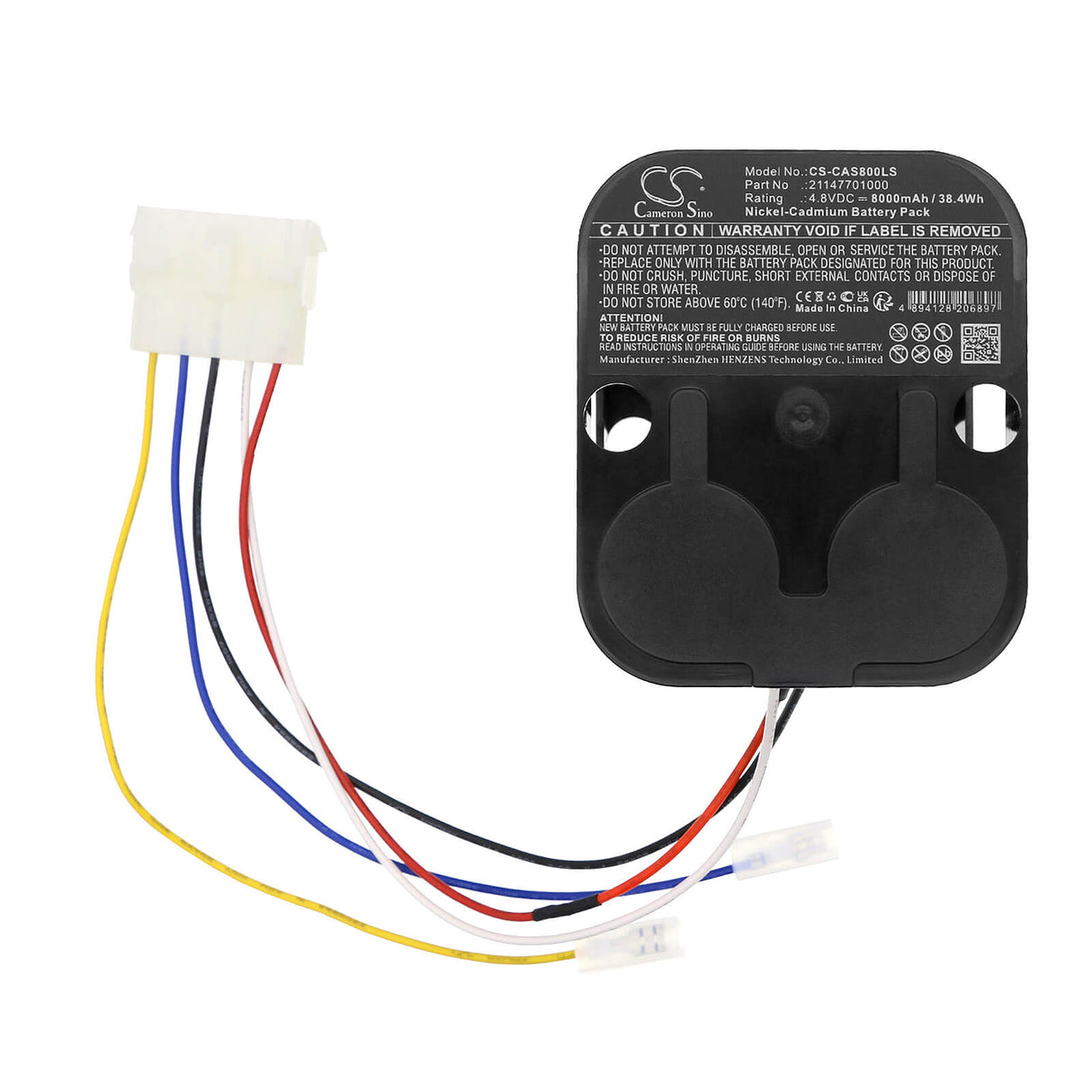 4,8V, Ni-CD, 8000mAh, Batterie d'éclairage d'urgence compatible avec Ceag, 108349, Seb 8/8l, 38.4Wh Éclairage d'urgence Cameron Sino Technology Limited