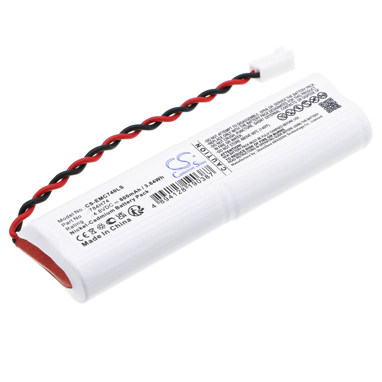 4,8V, Ni-CD, 800mAh, batterie d'éclairage de secours compatible avec Dual-lite, 784h74, Sewldgbe, Sewldgwe, 3,84Wh Éclairage de secours Cameron Sino Technology Limited