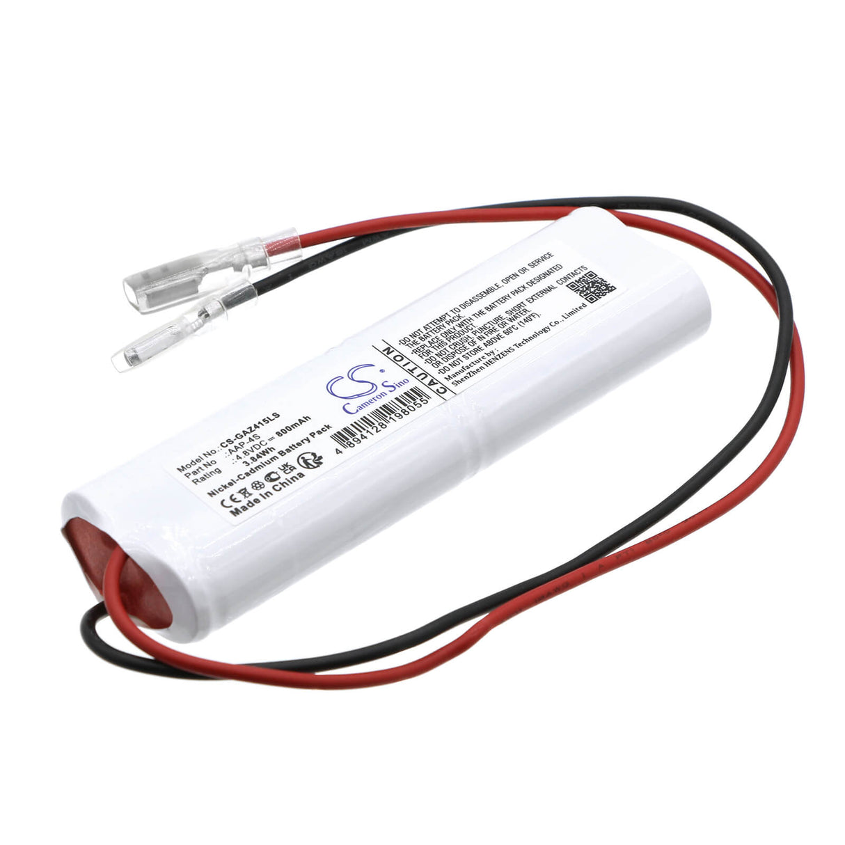 4,8V, Ni-CD, 800mAh, Batterie d'éclairage de secours compatible avec Gaz, Aap-4s, 5161000415, 3,84Wh Éclairage d'urgence Cameron Sino Technology Limited