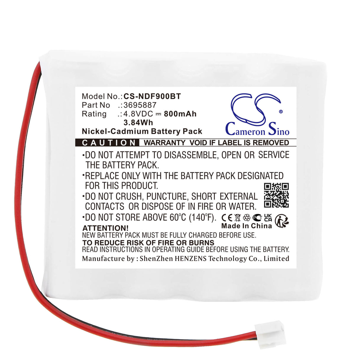 4.8v, Ni-cd, 800mah, Alarm Battery Fits Indexa, Repeater 9000fr 35516, 3.84wh Alarm System Cameron Sino Technology Limited