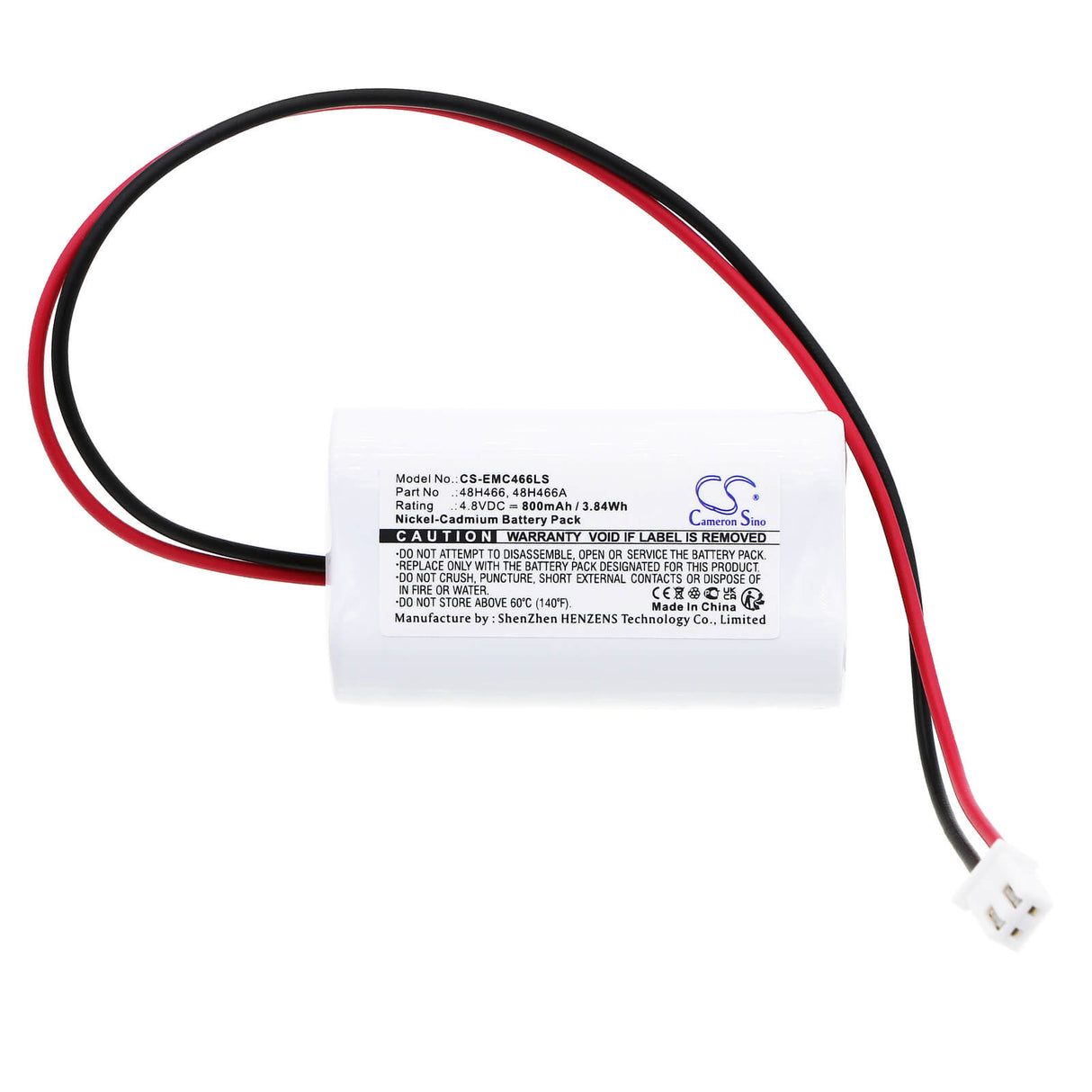 4,8V, Ni-CD, 800mAh, Batterie d'éclairage de secours compatible avec Lumapro, 48h466, 6cgl9, 6cgn0, 3,84Wh Éclairage de secours Cameron Sino Technology Limited